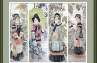 中国画人物四条屏：展现人物风骨与神韵