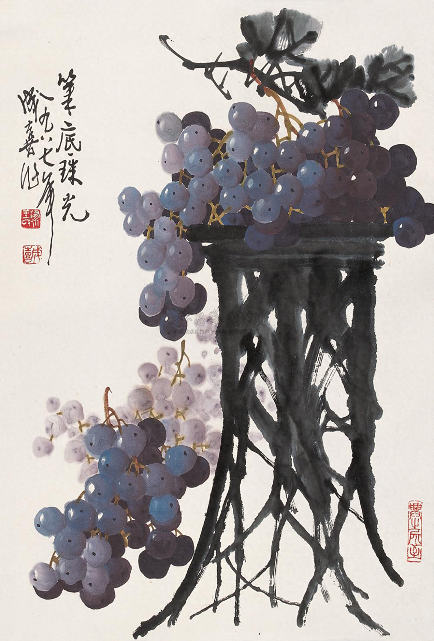 师法自然，晶莹剔透，当代著名国画家王成喜作品精选（二）：葡萄